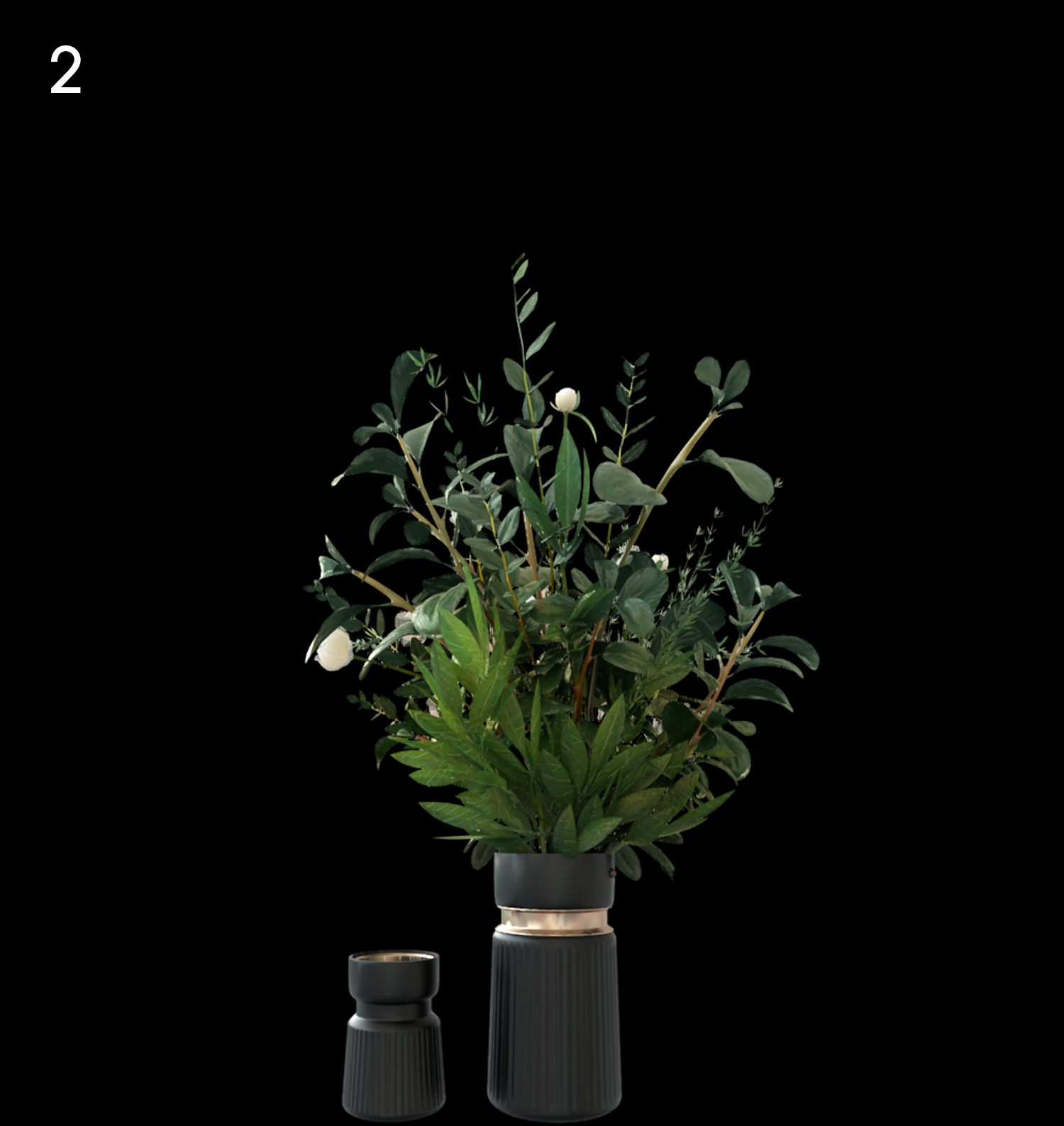 Elegant Black Vase with Lush Greenery