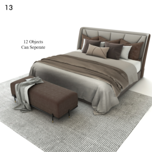 Premium Bed Set Model for SketchUp with V-Ray
