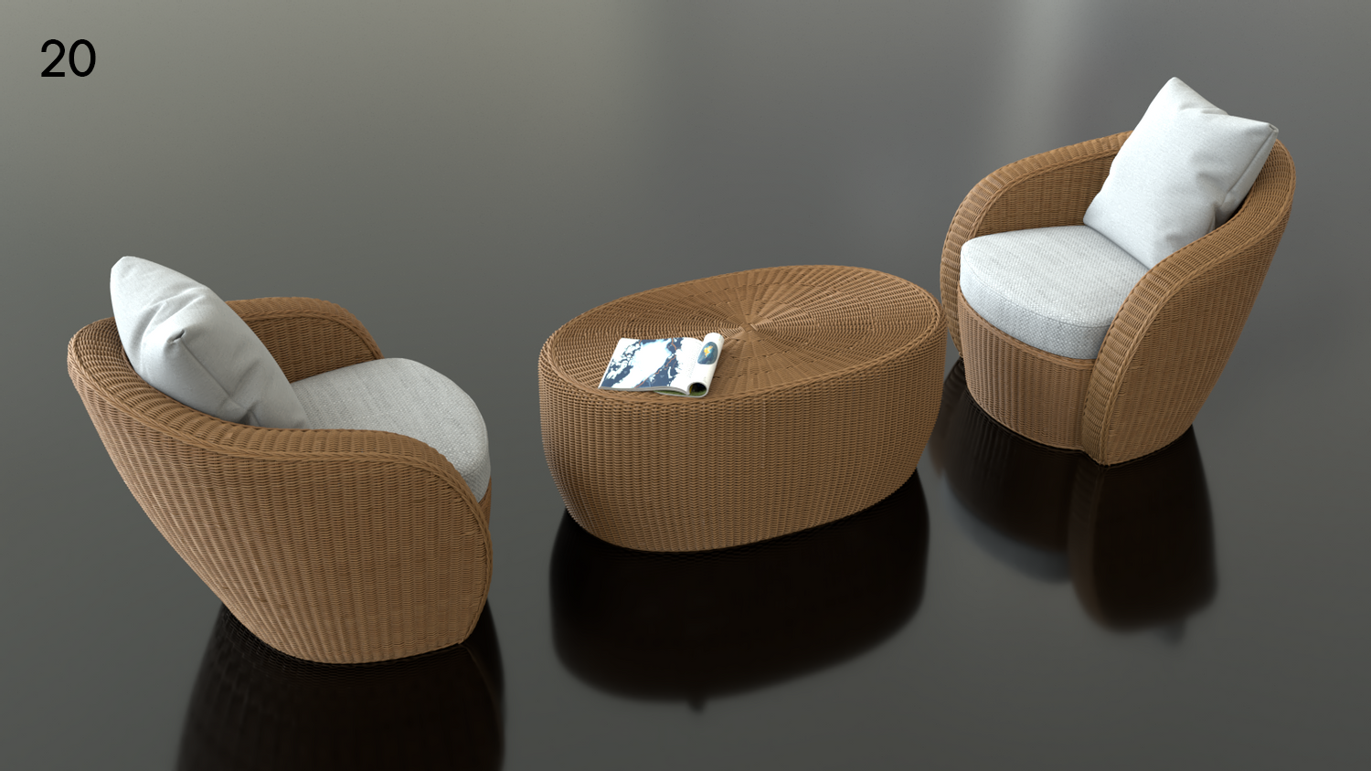 VRayProxy Lounge Chair Set