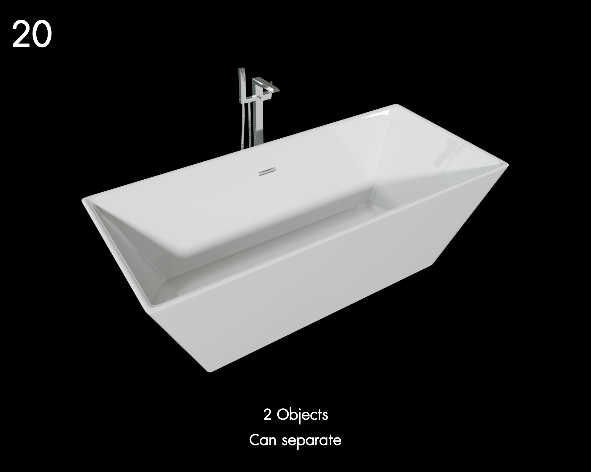 Modern Bathtub Proxy Model for SketchUp with V-Ray
