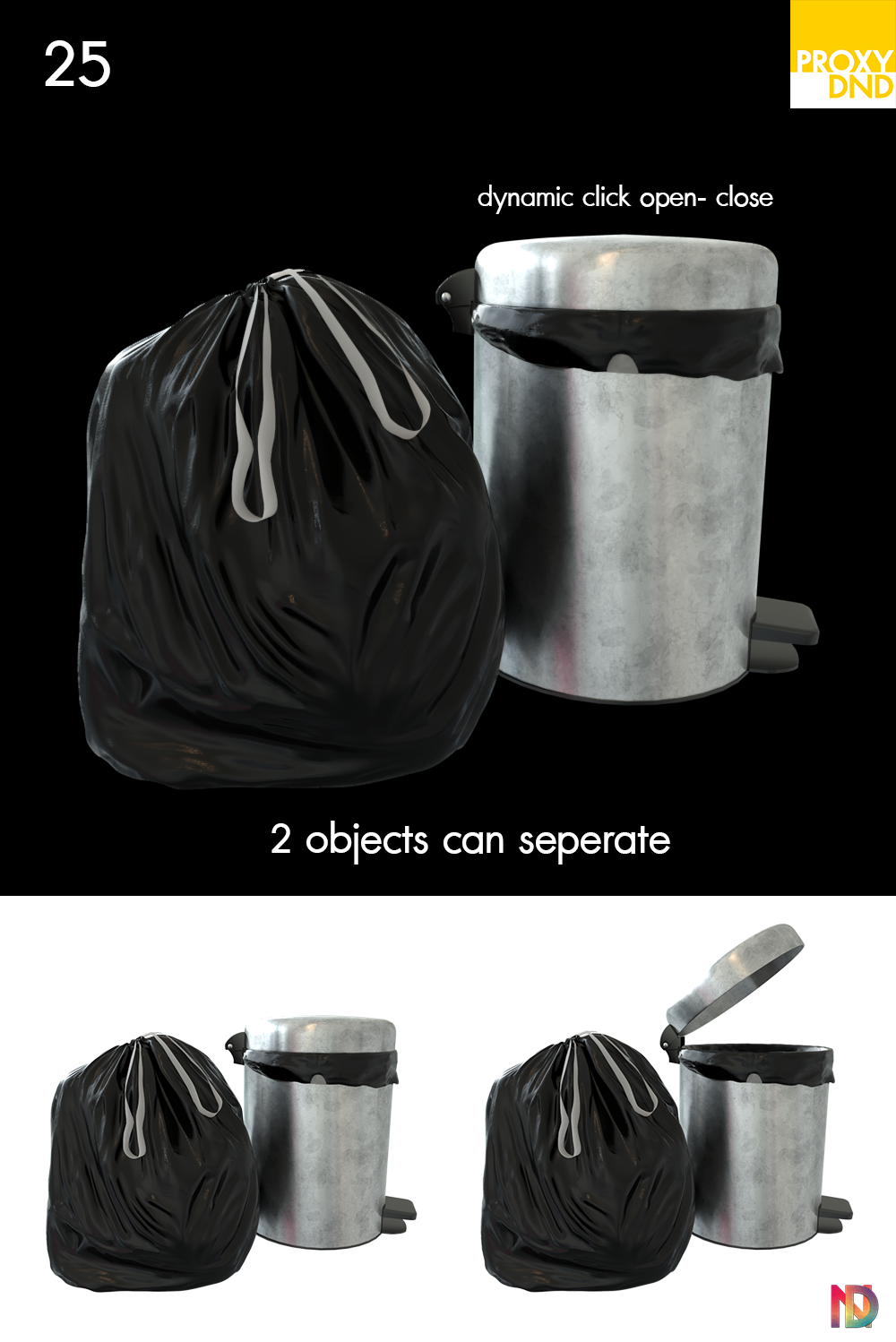 Dynamic Trash Bin & Bag Model
