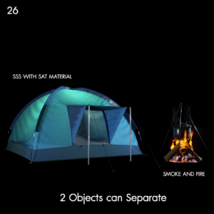 Tent with Campfire Proxy Model for SketchUp