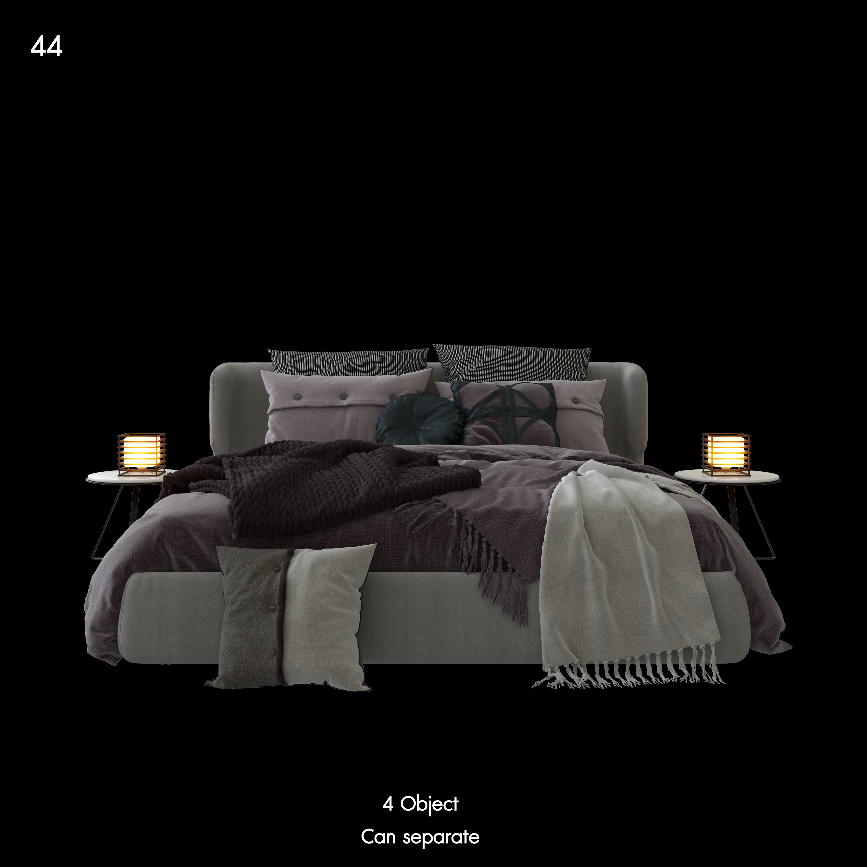 Premium Bed and Bedding Proxy Model for SketchUp with V-Ray