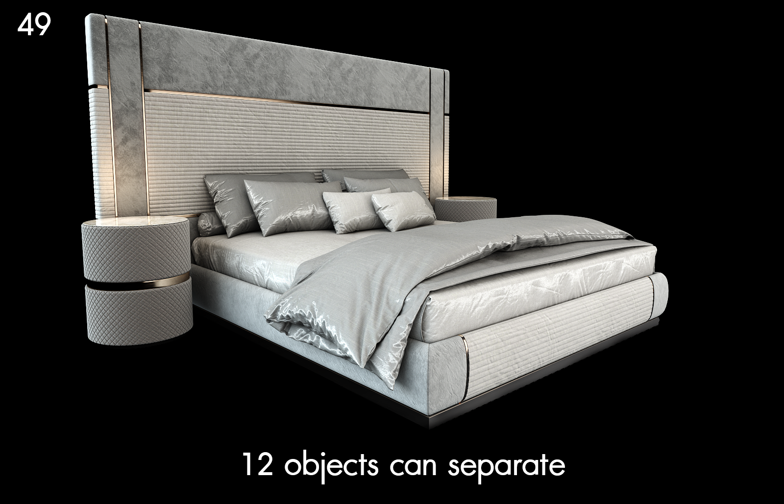 Stylish Bed with Nightstands Proxy Model