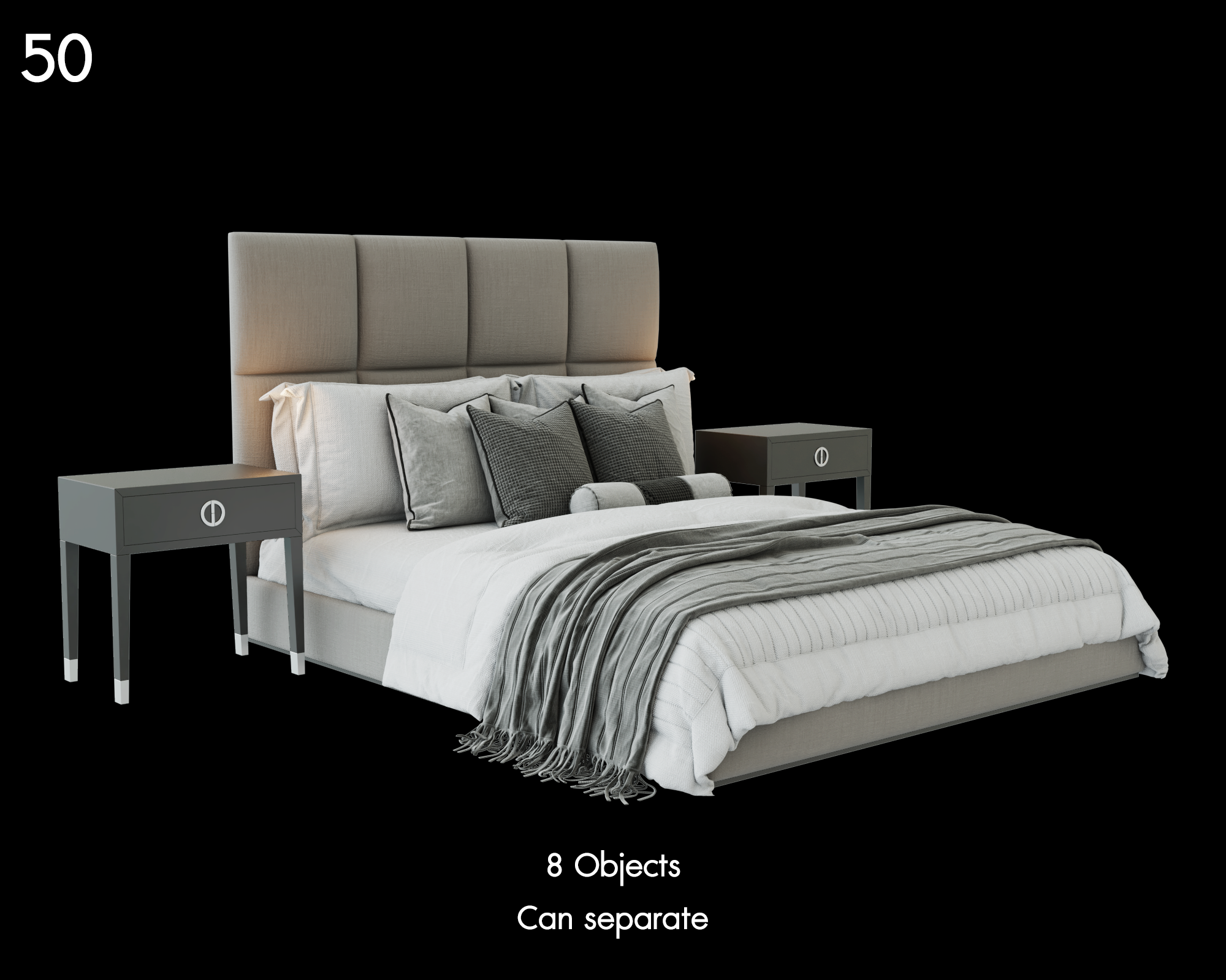 Modern Bed with Nightstands