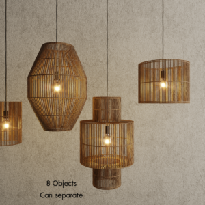 Hanging Wooden Lamp Set