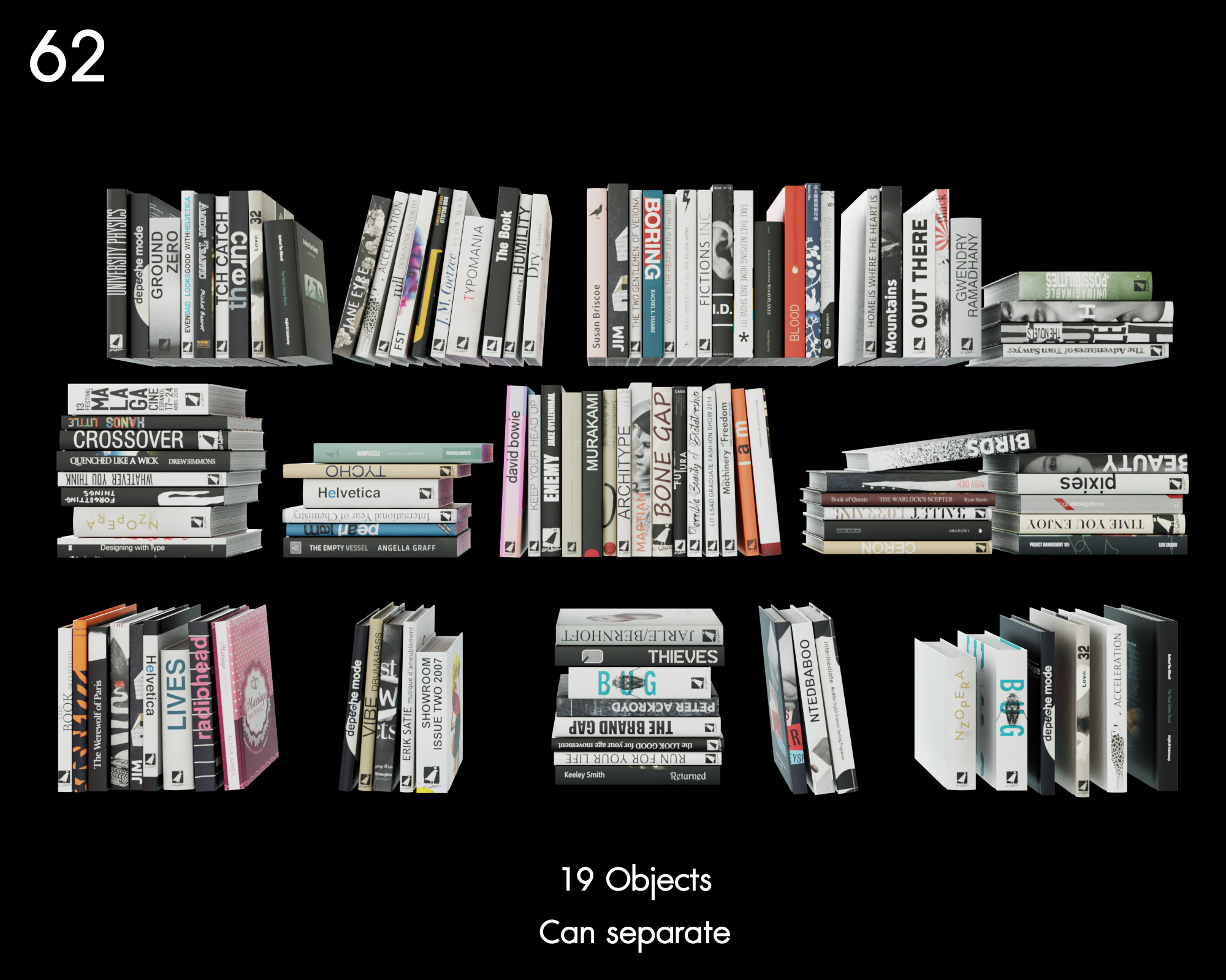Modern Book Collection Proxy Model for SketchUp with V-Ray