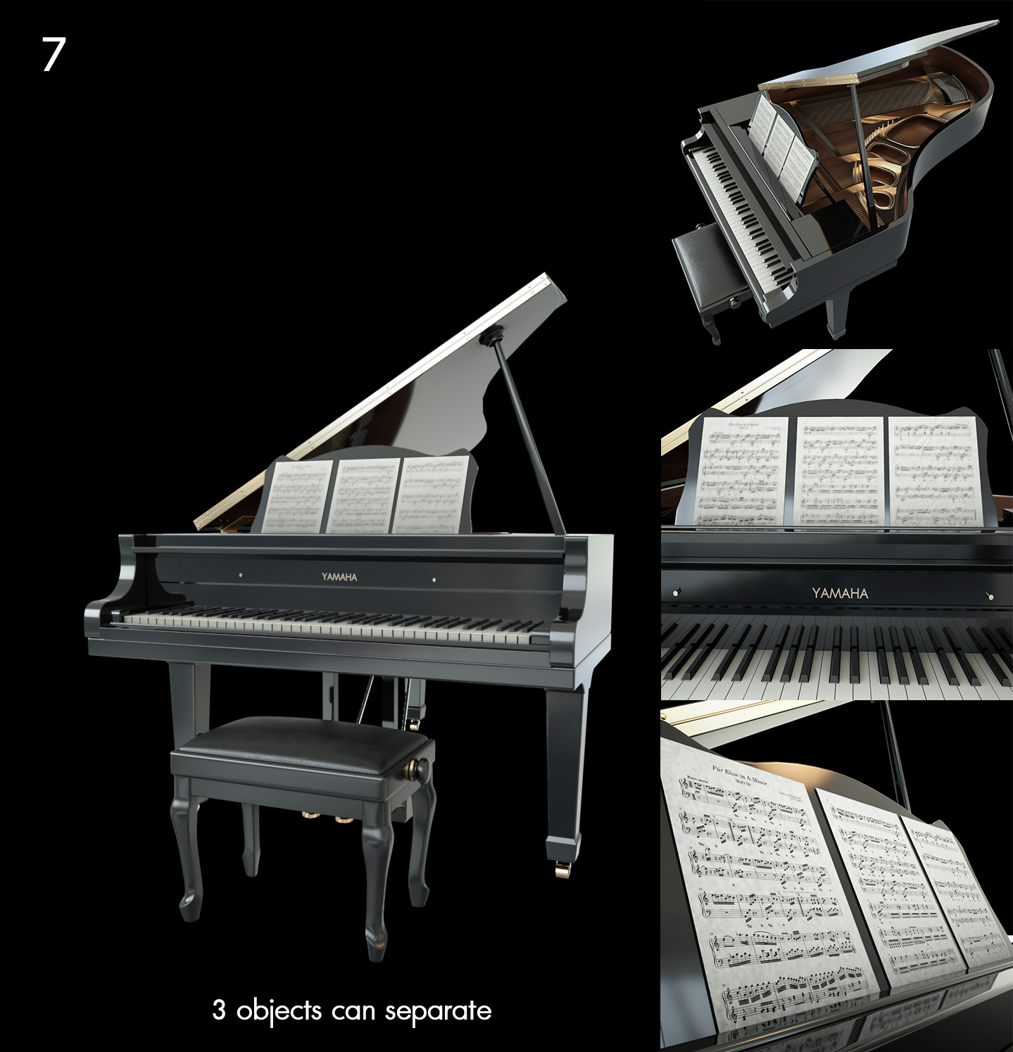Grand Piano Proxy Model for SketchUp
