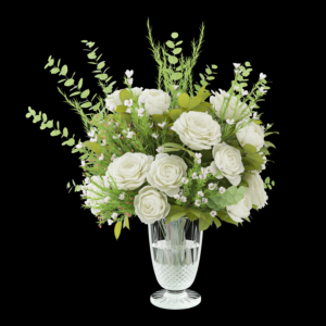 White Rose and Wax Flower Arrangement
