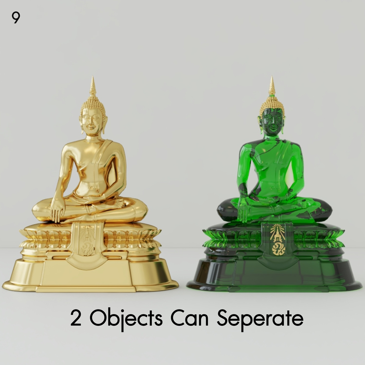 Buddha Statue - Gold and Green