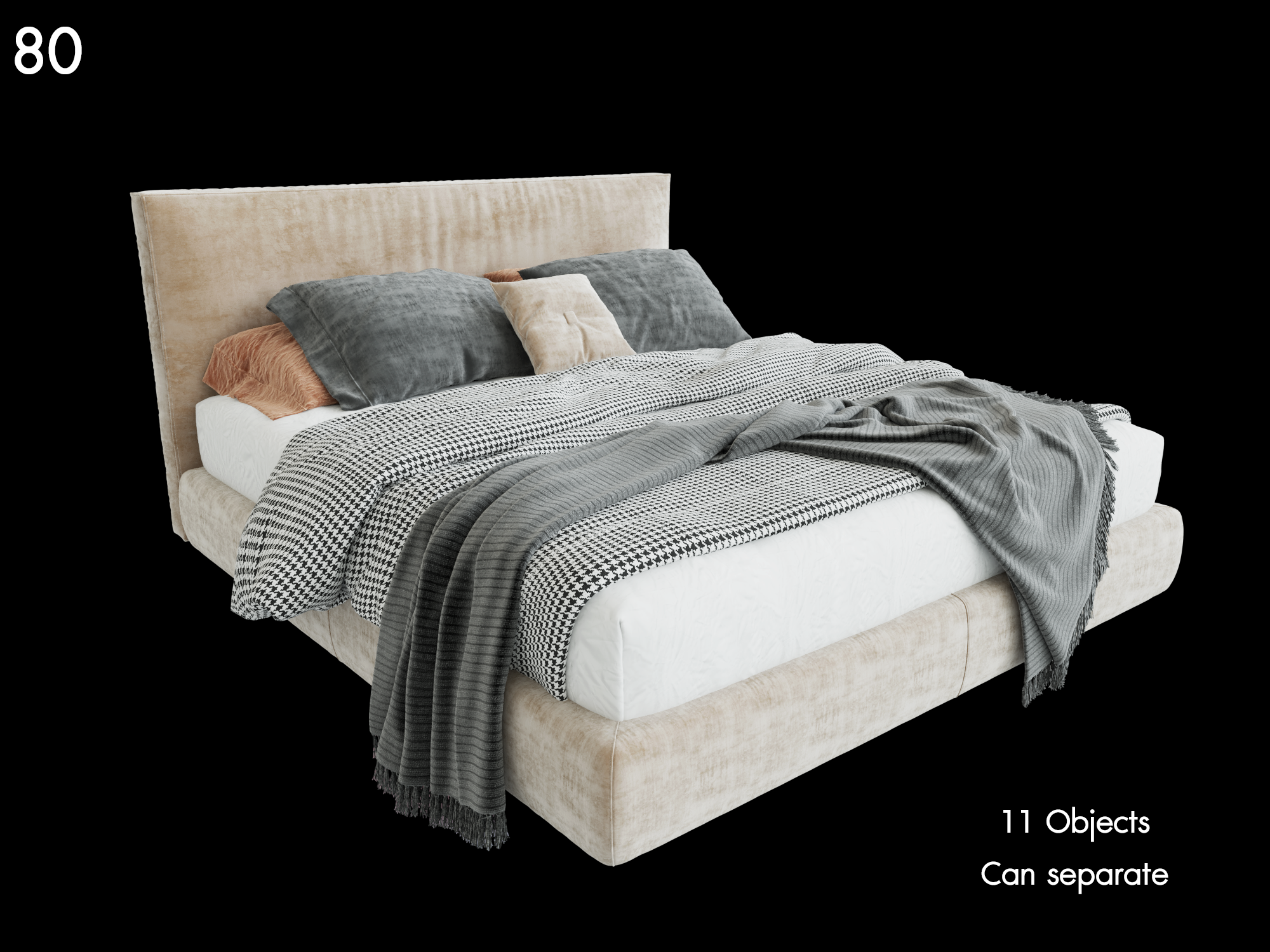 Premium Bed Model for SketchUp with V-Ray