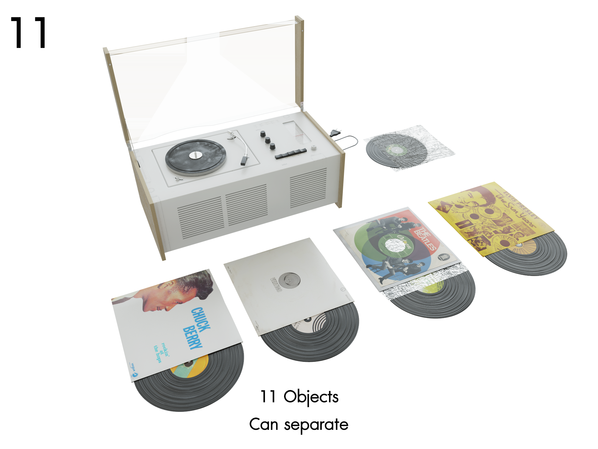 Retro Record Player with Vinyls