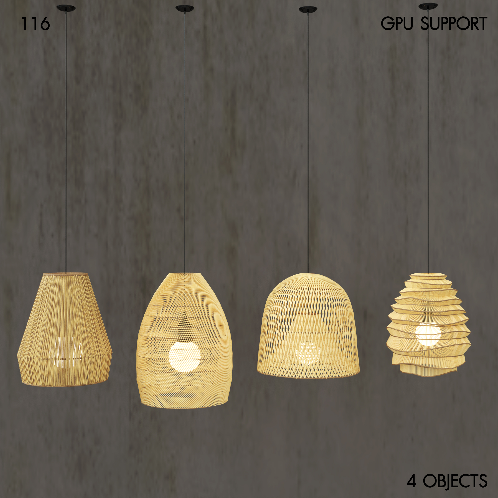 Rattan Lighting Set