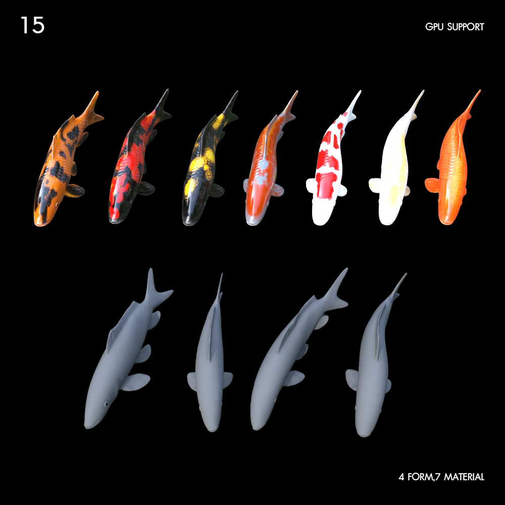 Koi Fish Proxy Model for SketchUp with V-Ray