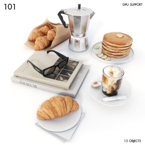 Breakfast with Coffee and Croissant